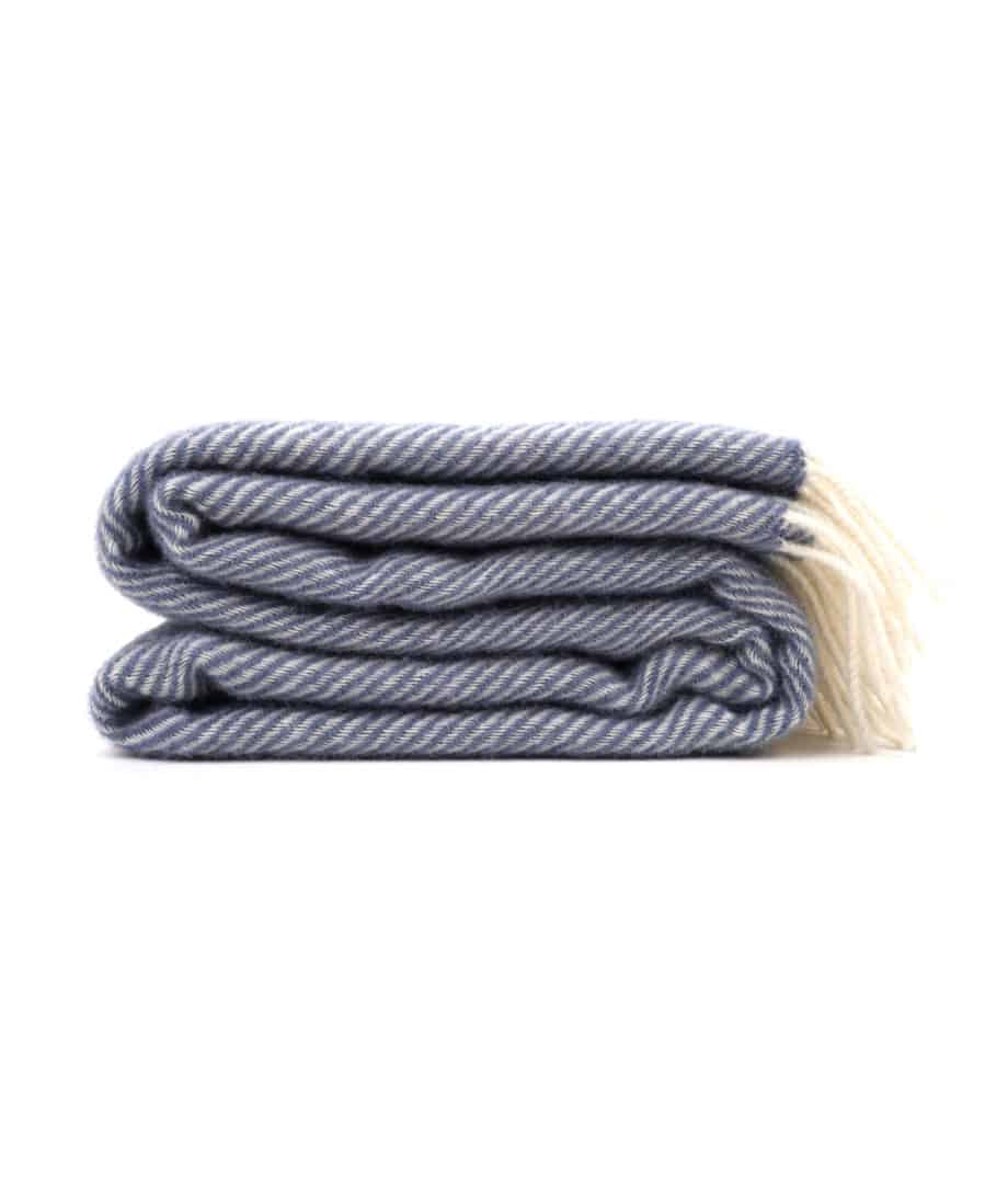 blue and white cosy herringbone throw blanket