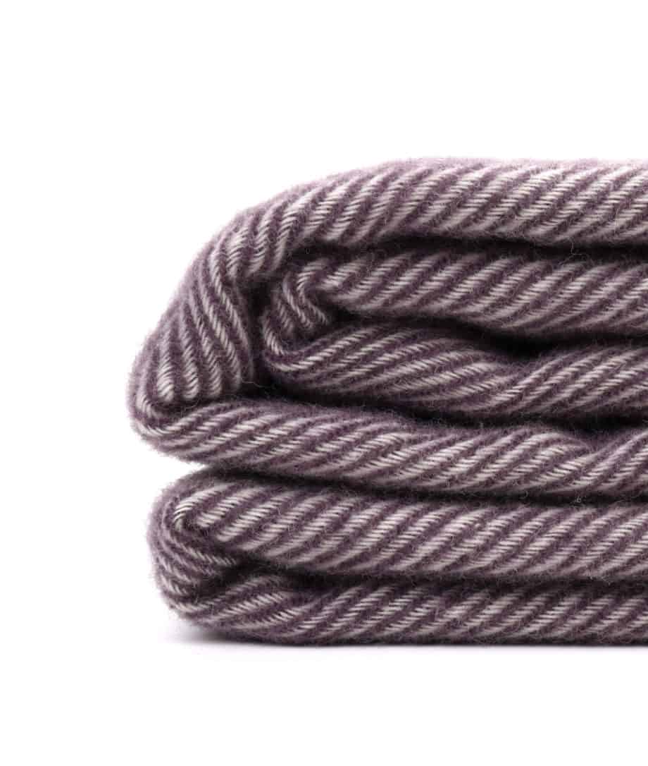 best quality cosy pure new wool herringbone throw blanket in purple colour