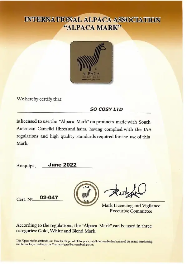 Alpaca Association Certificate