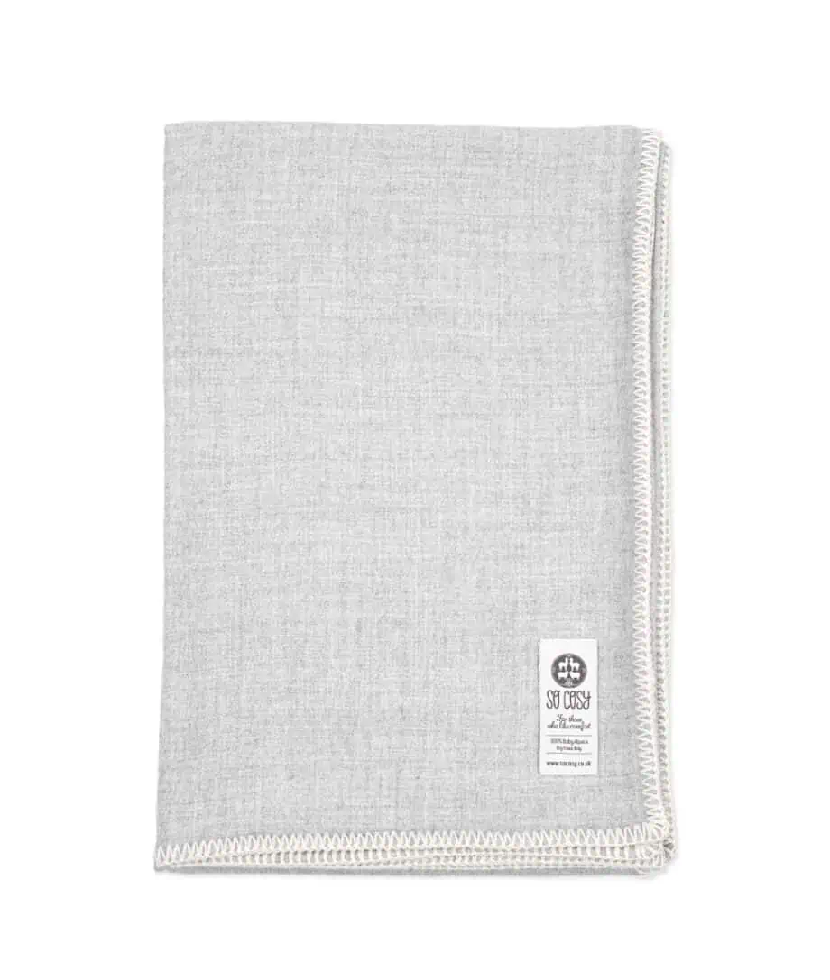Enya soft baby alpaca wool cosy throw blanket in natural grey colour