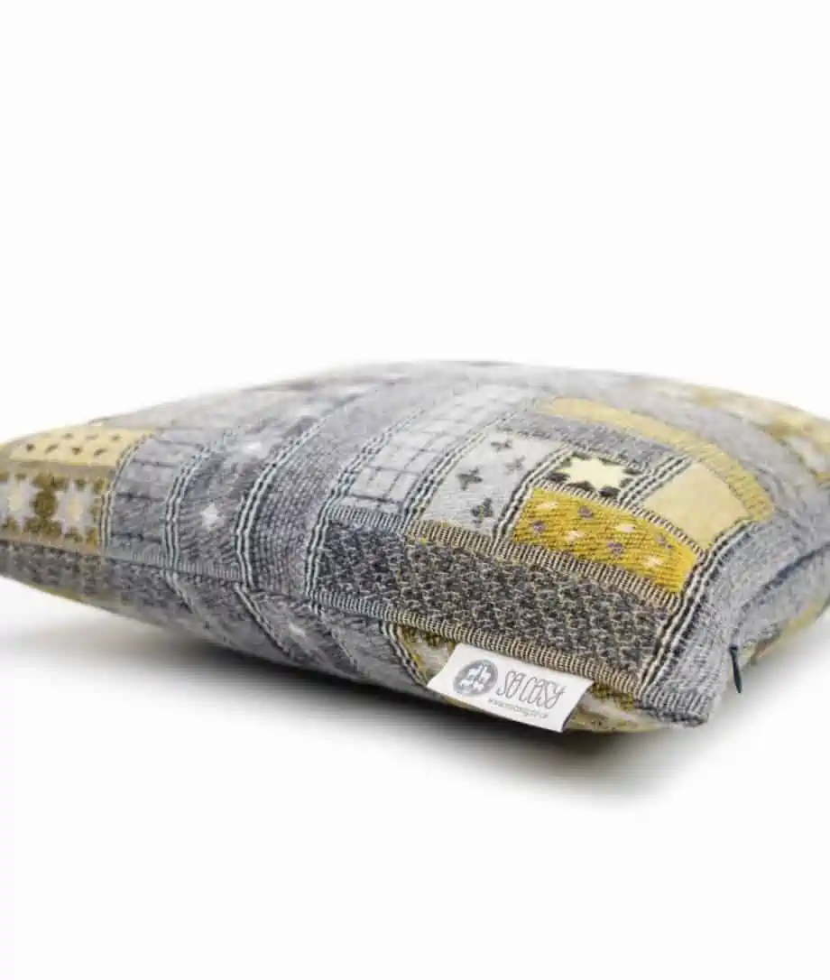 charcoal grey and yellow colour combiantion pure merino wool cushion