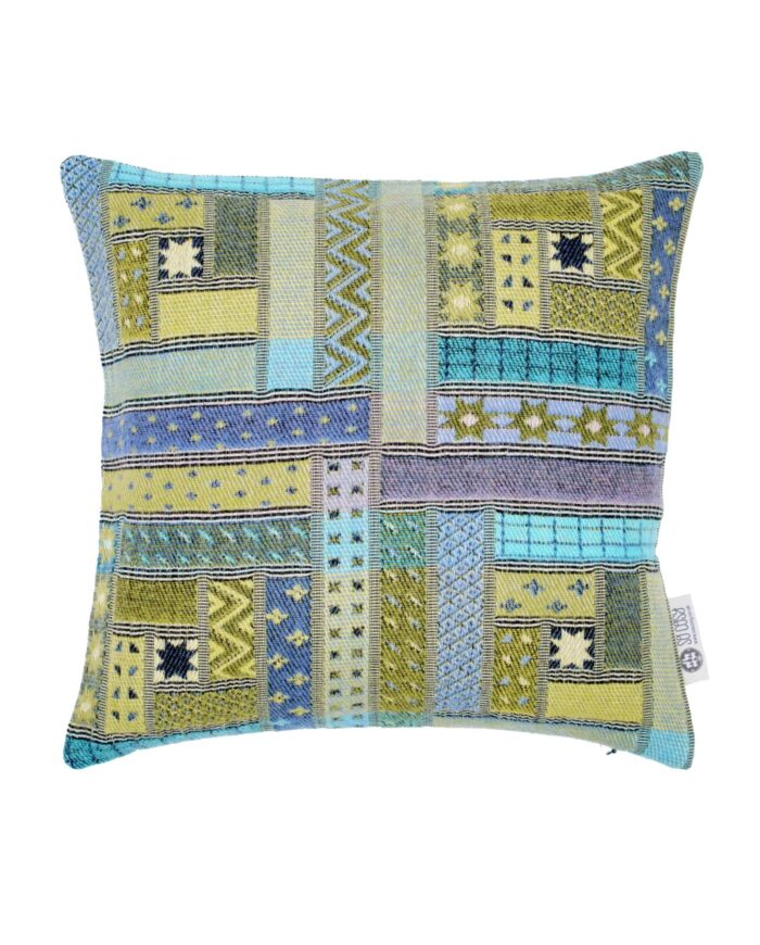 so cosy patchwork design merino wool cosy cushion