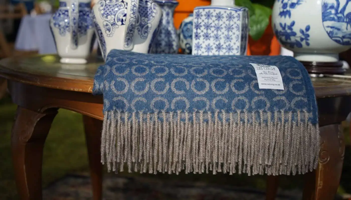 sidney indigo blue colour baby alpaca wool wrap throw blanket banner image