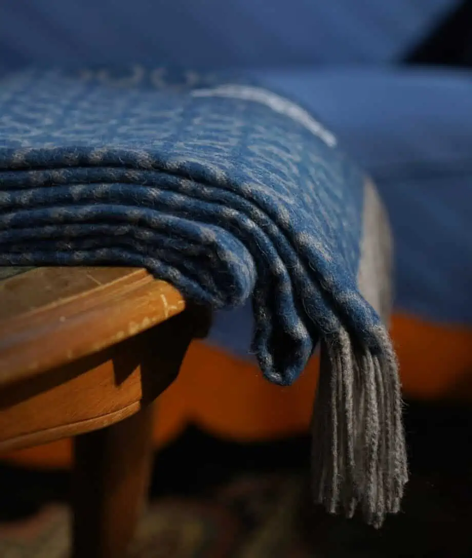 sidney indigo blue luxury baby alpaca wool wrap blanket throw