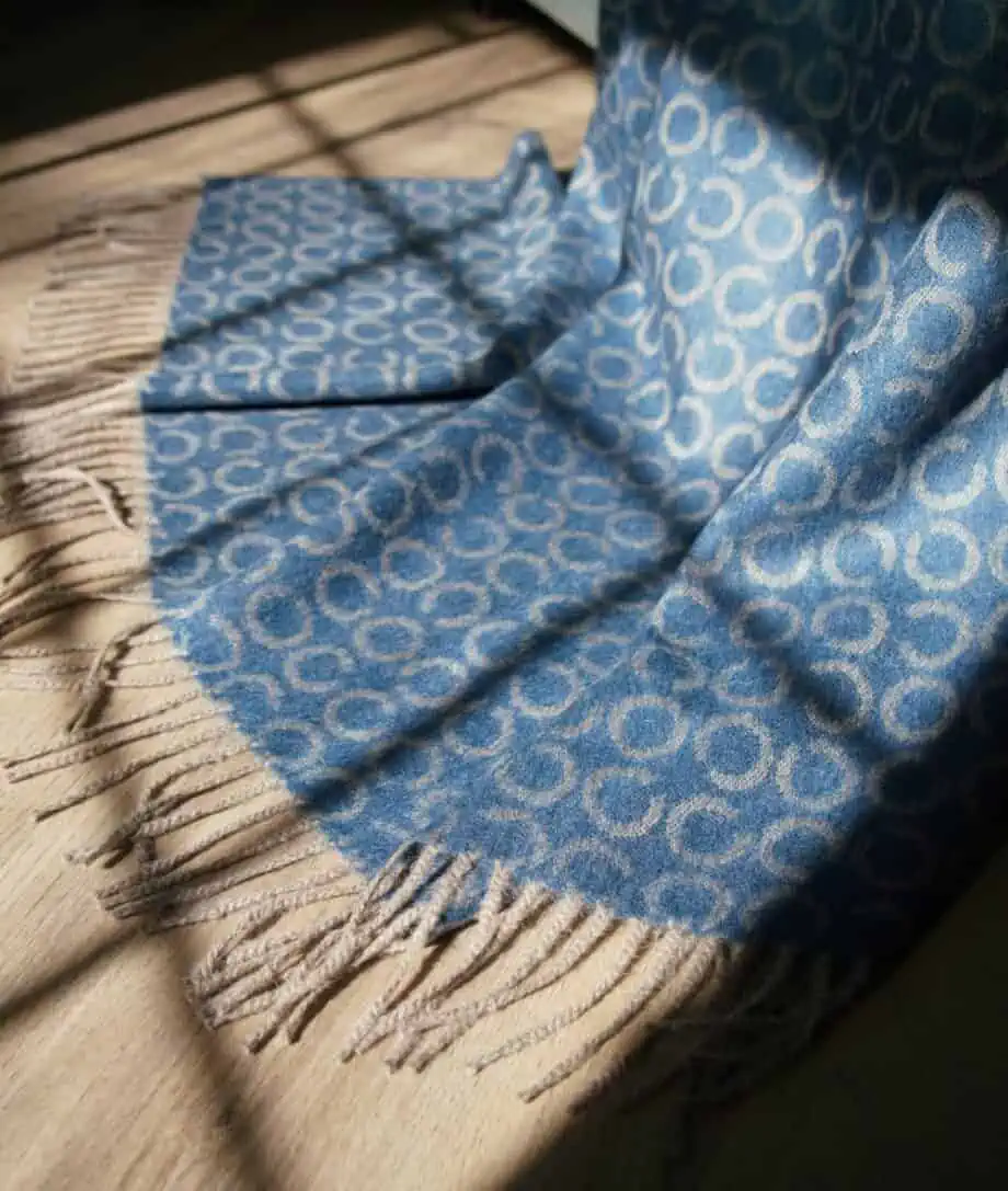 sidney indigo blue taupe colour cosy baby alpaca wool blanket throw