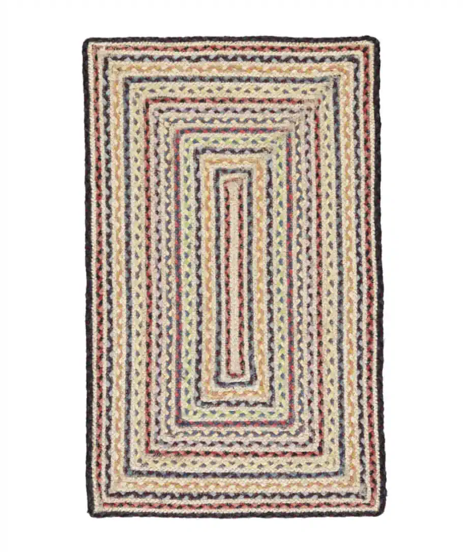 fairisle rectangular organic jute rug by so cosy
