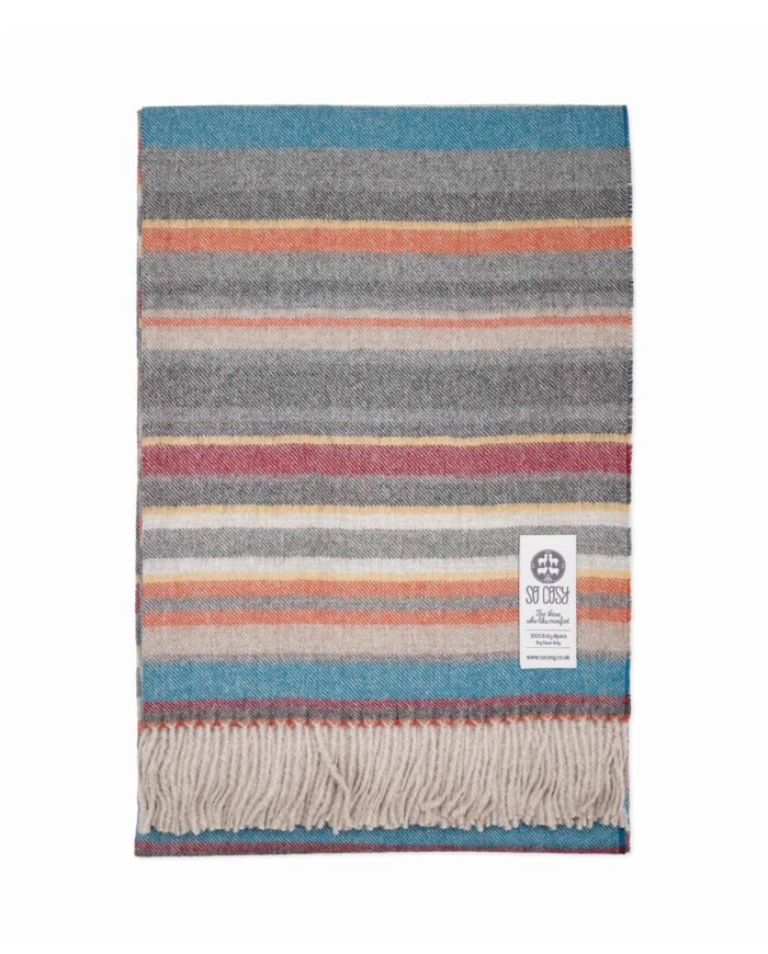 so cosy and luxury pure baby alpaca wool multicoloured throw blanket