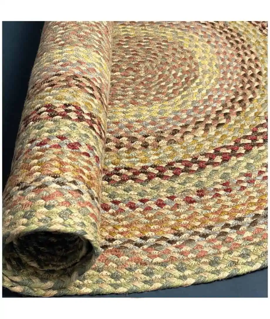 organic jute oval braided rug in pampas colour