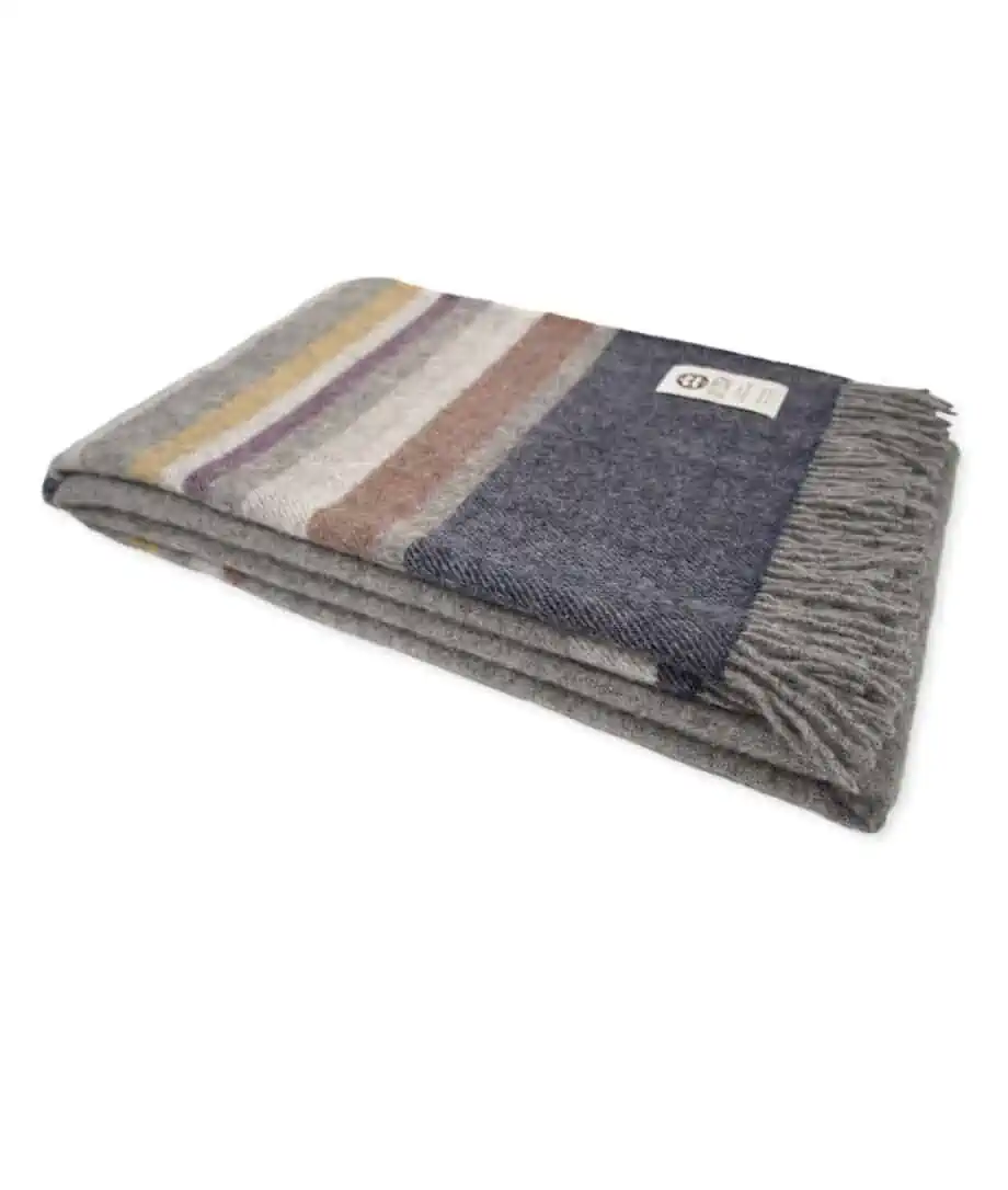 Dale Scandinavian wool large size stripy design brhrow blanket by so cosy online