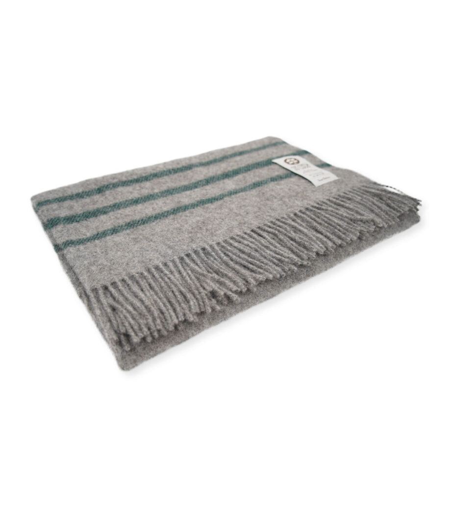 grey and green stripes Diddi pure wool knee blanket