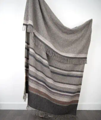 Dale multicolour stripes design large cosy pure wool throw blanket