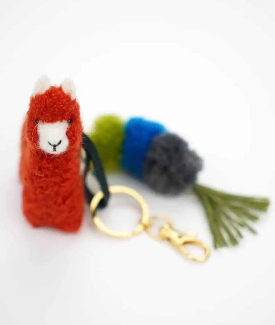 aura orange colour cute handmade baby alpaca keyring accessory by so cosy