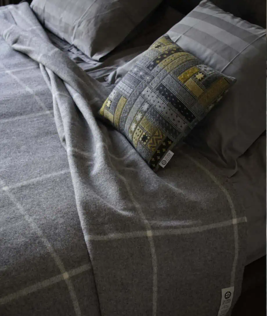Bergen check design pure wool large bedspread by so cosy