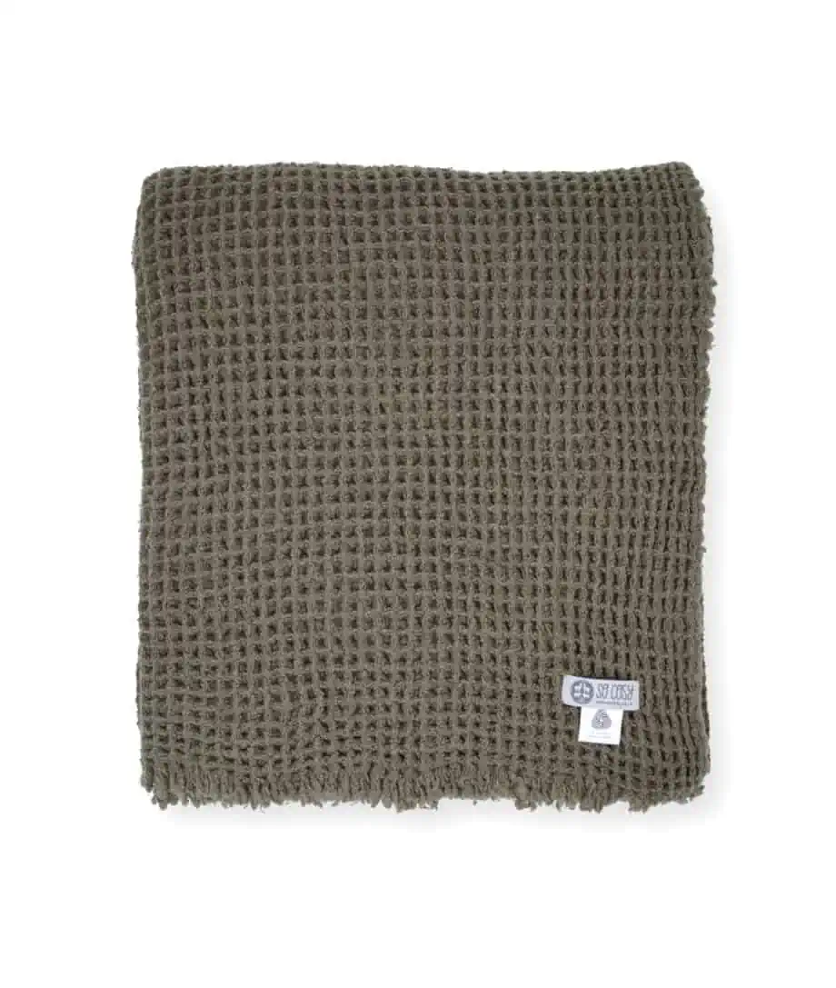 warm and cosy merino wool waffle design throw blanket