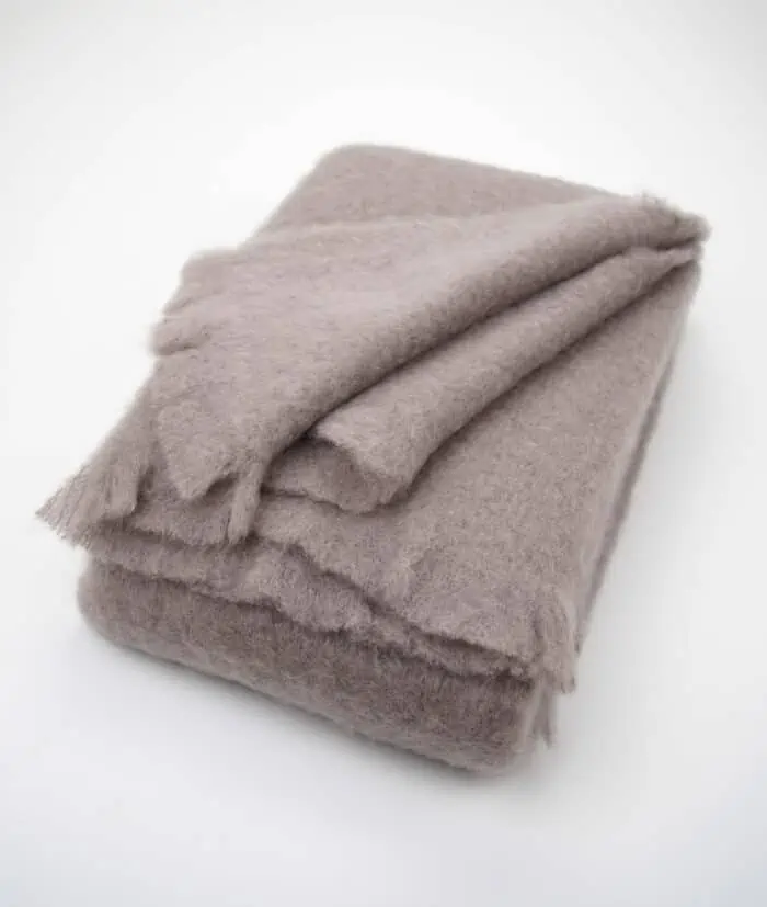 super soft warm fluffy sliky mohair wool blanket throw in mellow mocha colour to buy online
