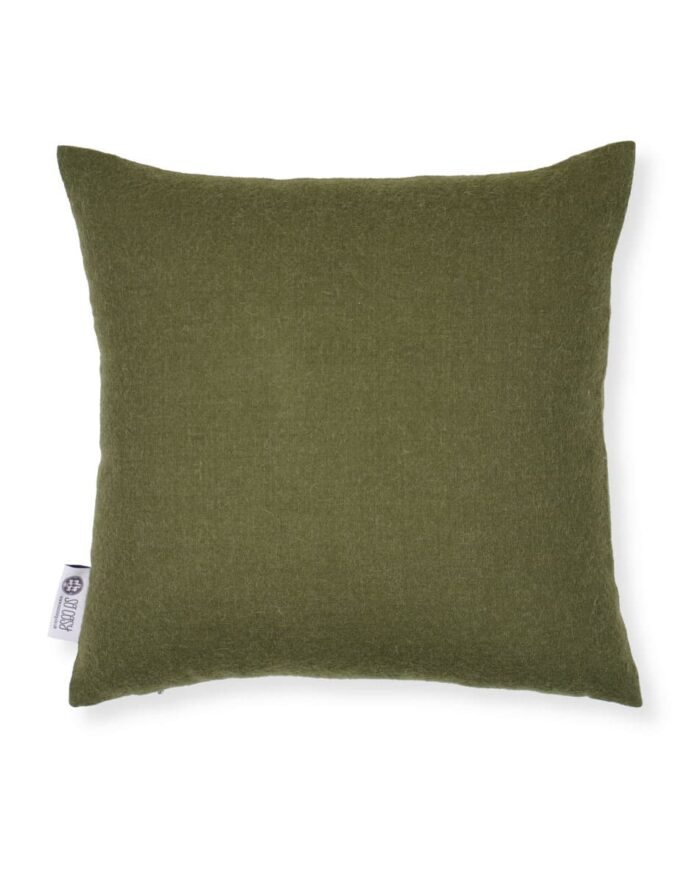 Luxurious baby alpaca wool cosy cushion in sap green colour