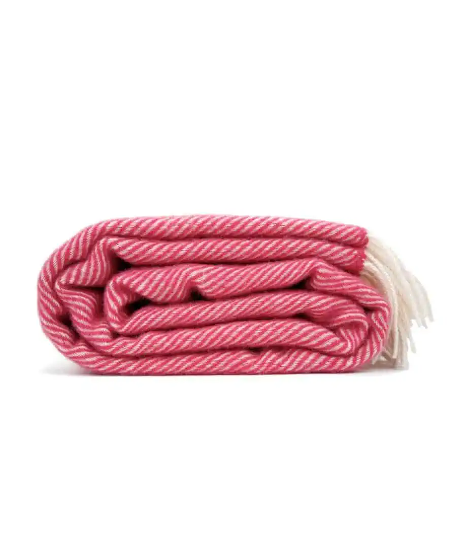 Dani cosy pure new wool herringbone blanket throw in rethink pink colour