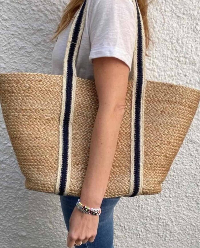 organic jute tote shopper bag with long handles by so cosy