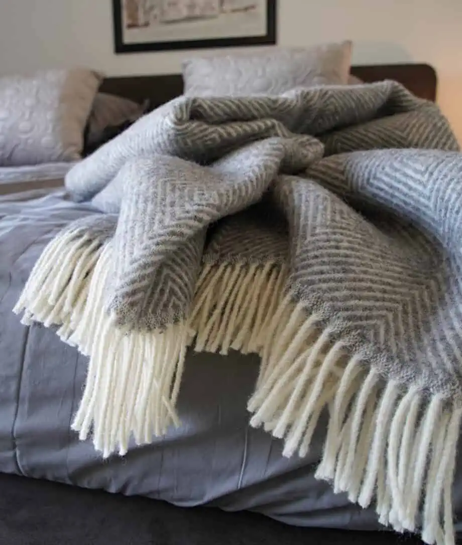Dane  pure scandinavian grey wool throw blanket by so cosy