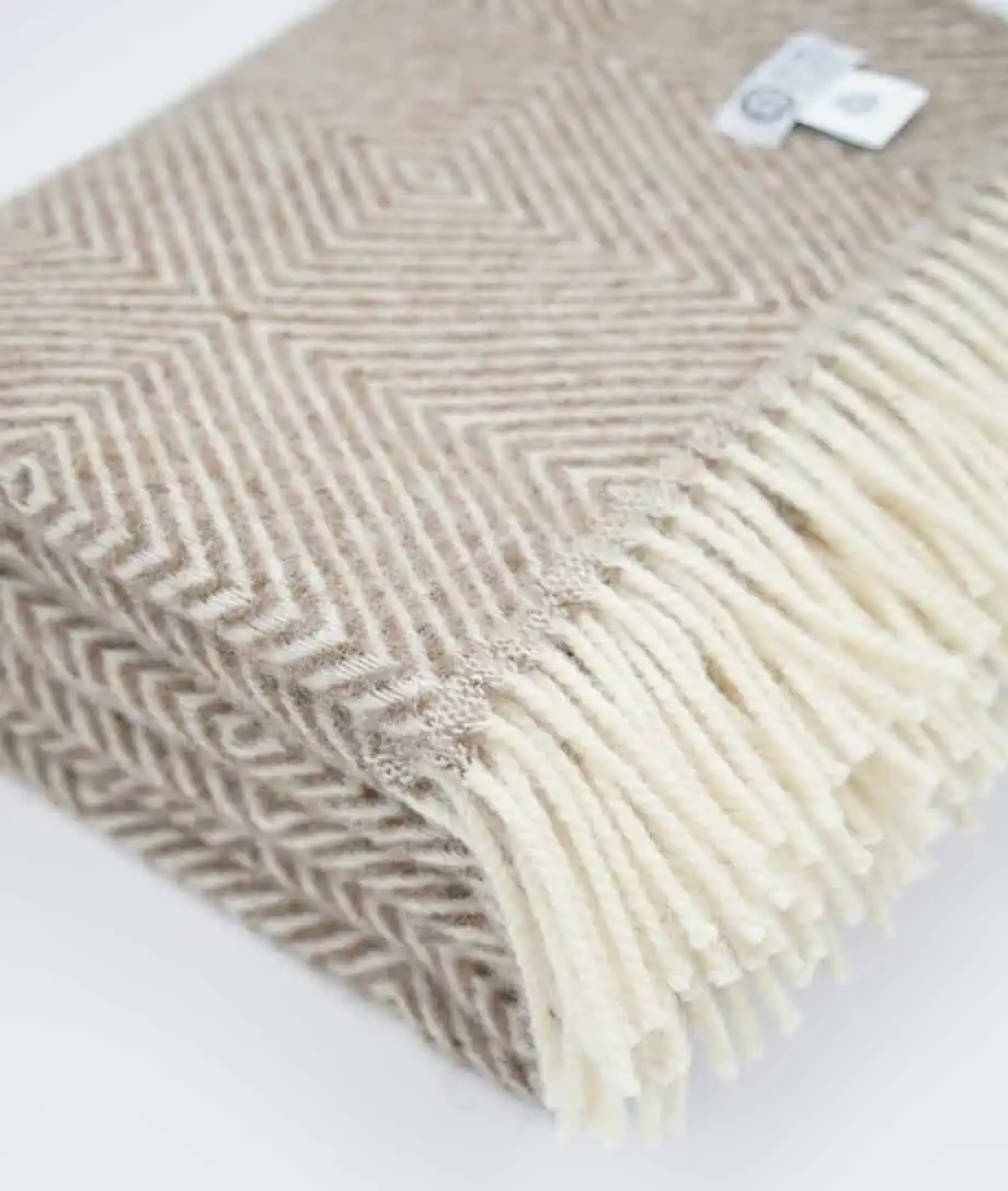 Dane diamond pattern Scandinavian wool cosy throw blanket