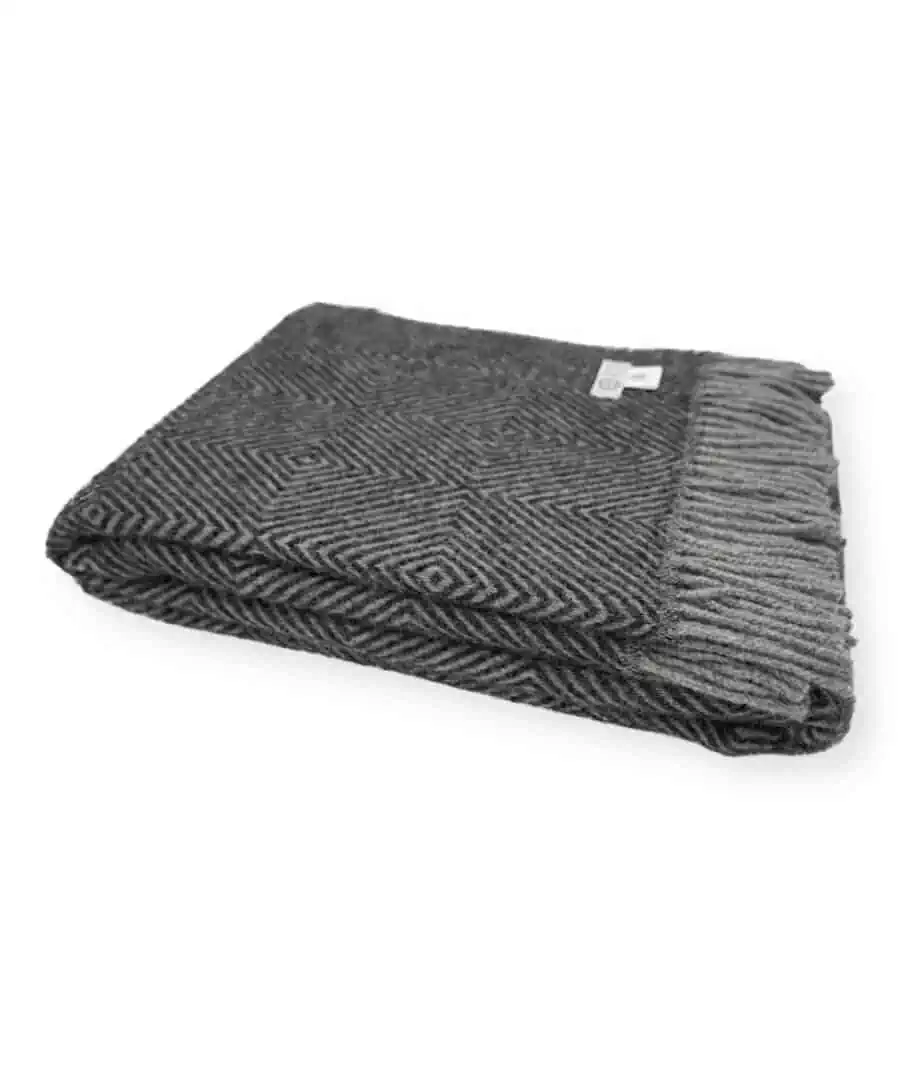 Dane charcoal grey Scandinavian wool cosy throw blanket