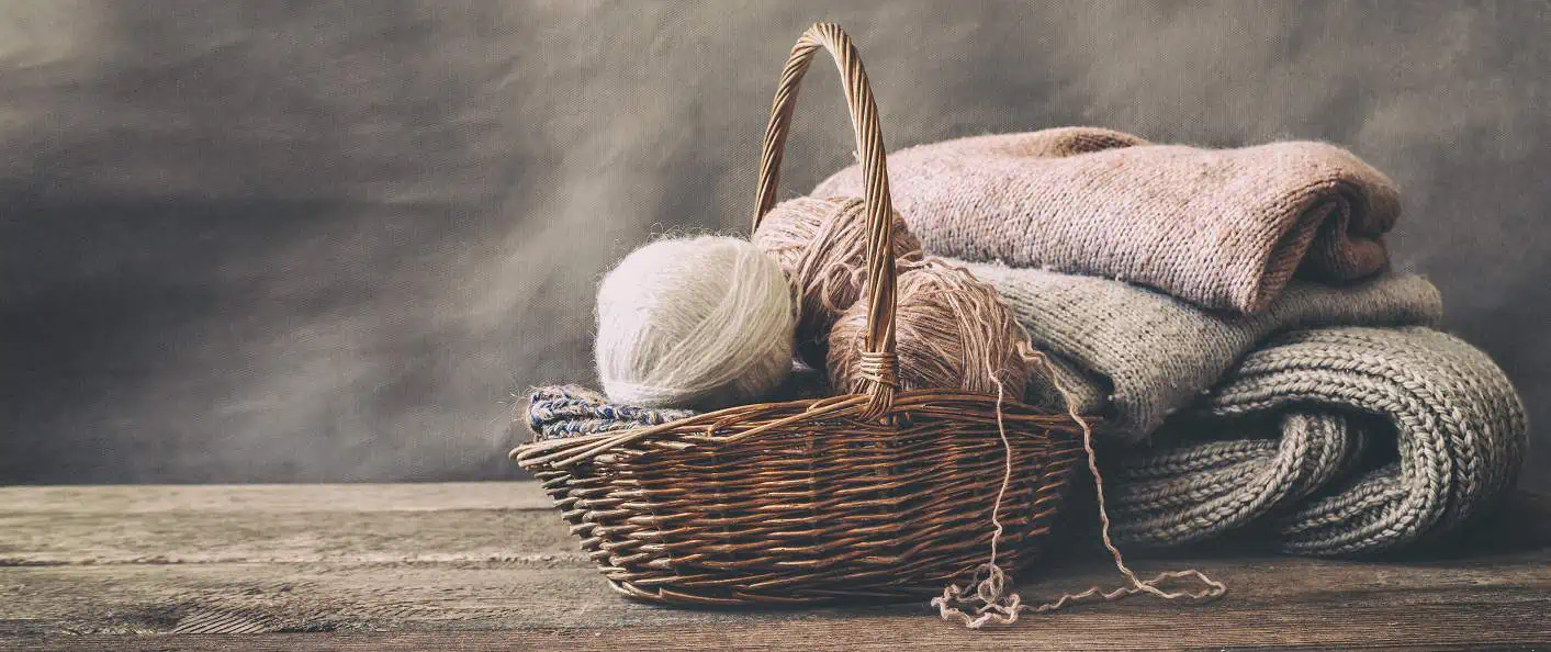 Various wool in a basket