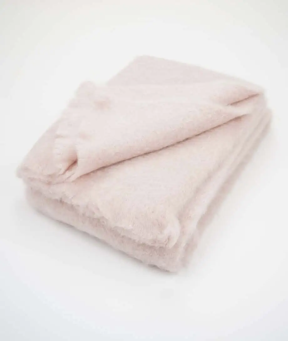 Dusty Pink Mohair Throw Blanket