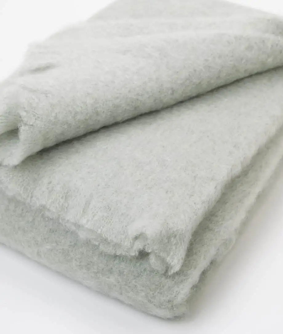 Lisos Green Tint Colour Mohair Wool mix Cosy Blanket