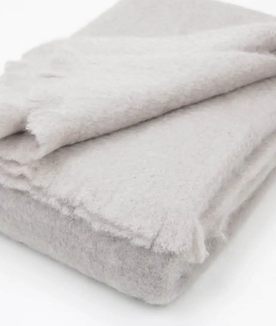 Quiet Grey Lisos Mohaie Fluffy Blanket Throw