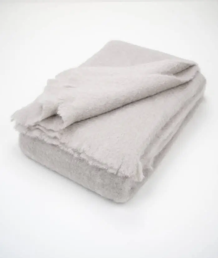 Lisos Quiet Grey So Cosy Mohair Wool Fluffy Throw Blanket