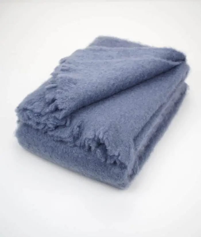 Lisos cosy fluffy vintage indigo colour mohais wool blanket throw