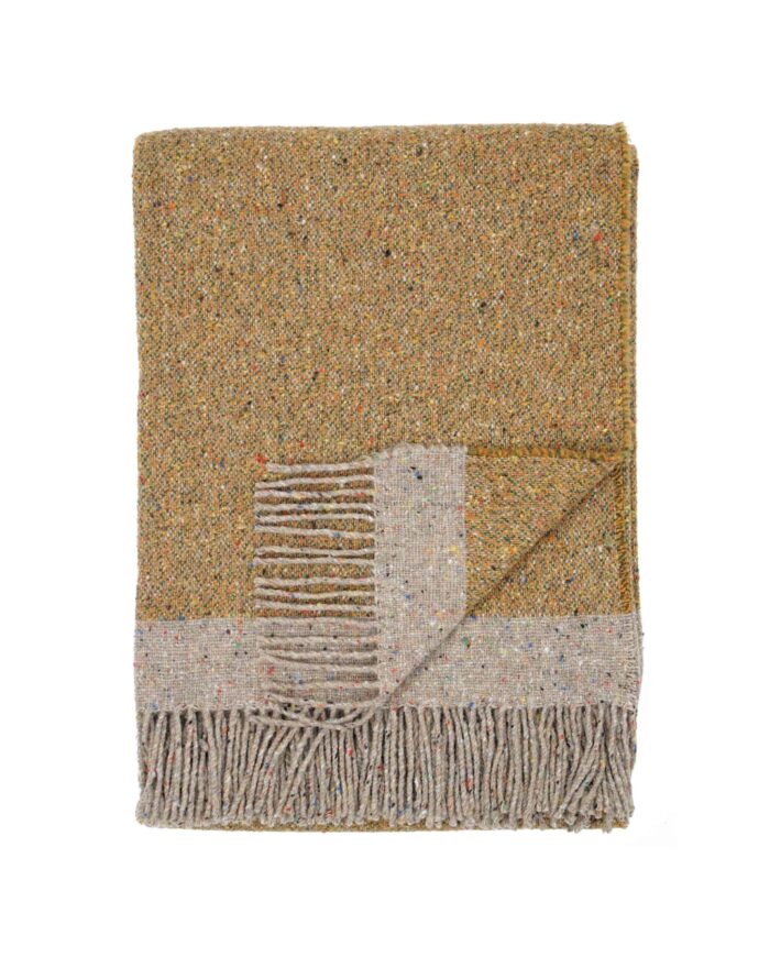 Alonso honey mustard recycled wool cosy blanket by So Cosy