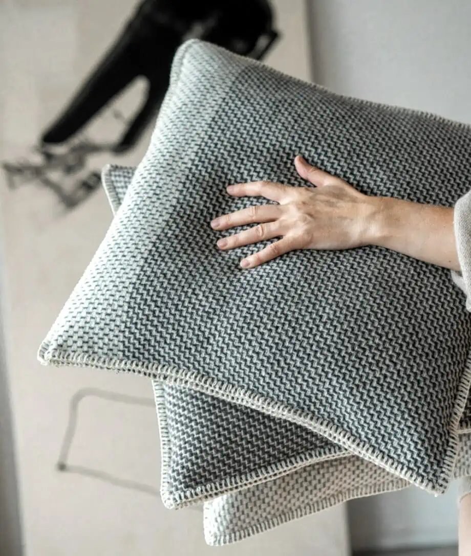 derbu charcoal grey cosy wool cushion