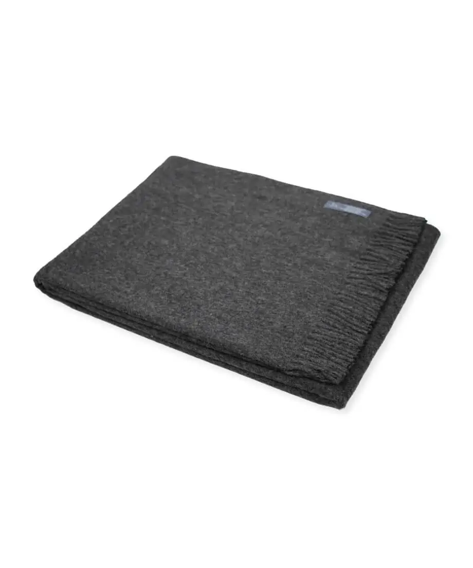 pisco eco-friendly recycled wool charcoal grey blanket