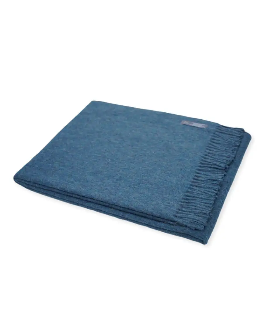 Pisco teal teal colour recycled wool cosy blanket