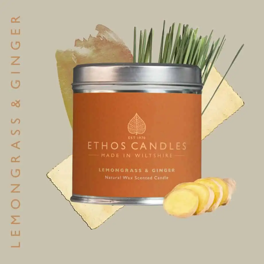 lemongrass and ginger blend tin candle