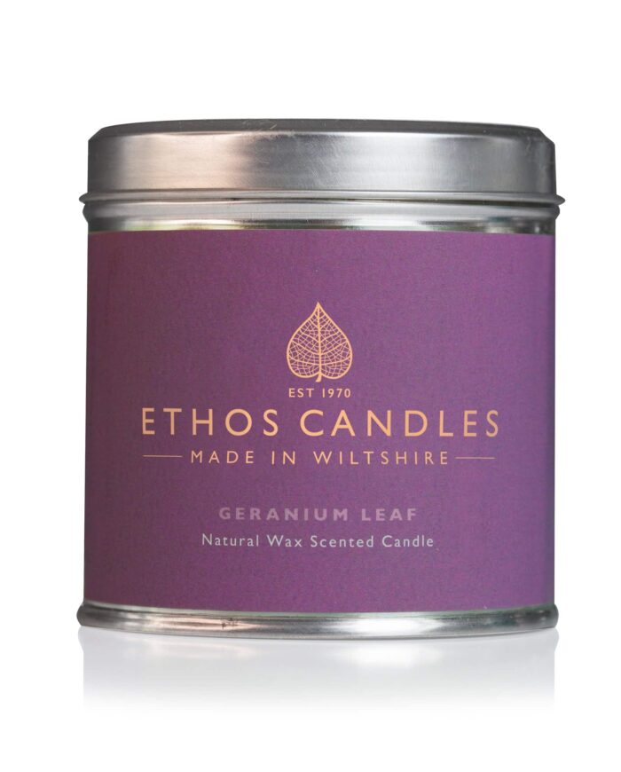 Ethos naturals geranium leafe natural wax candle