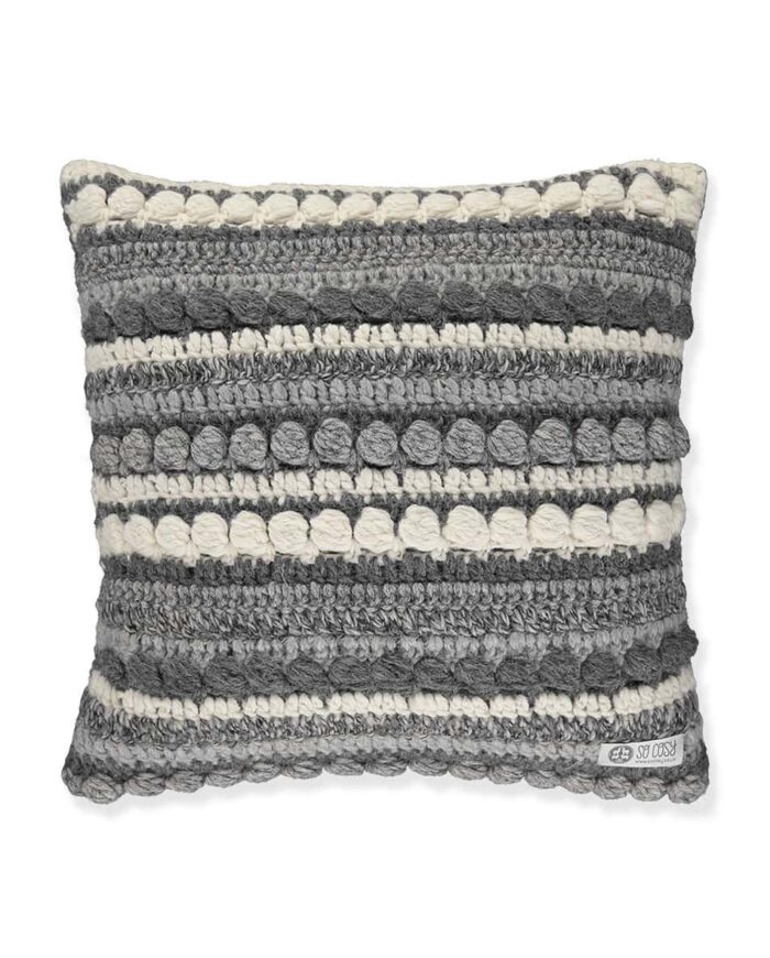 Lima hand crochet alpaca lambswool cosy grey cushion
