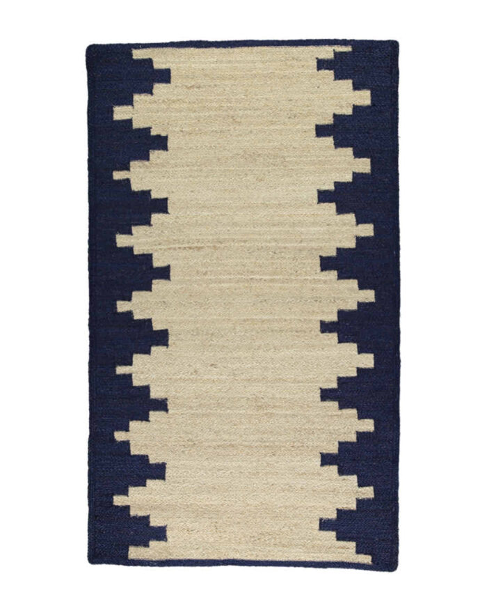 Aztec navy natural jute rectangular rug