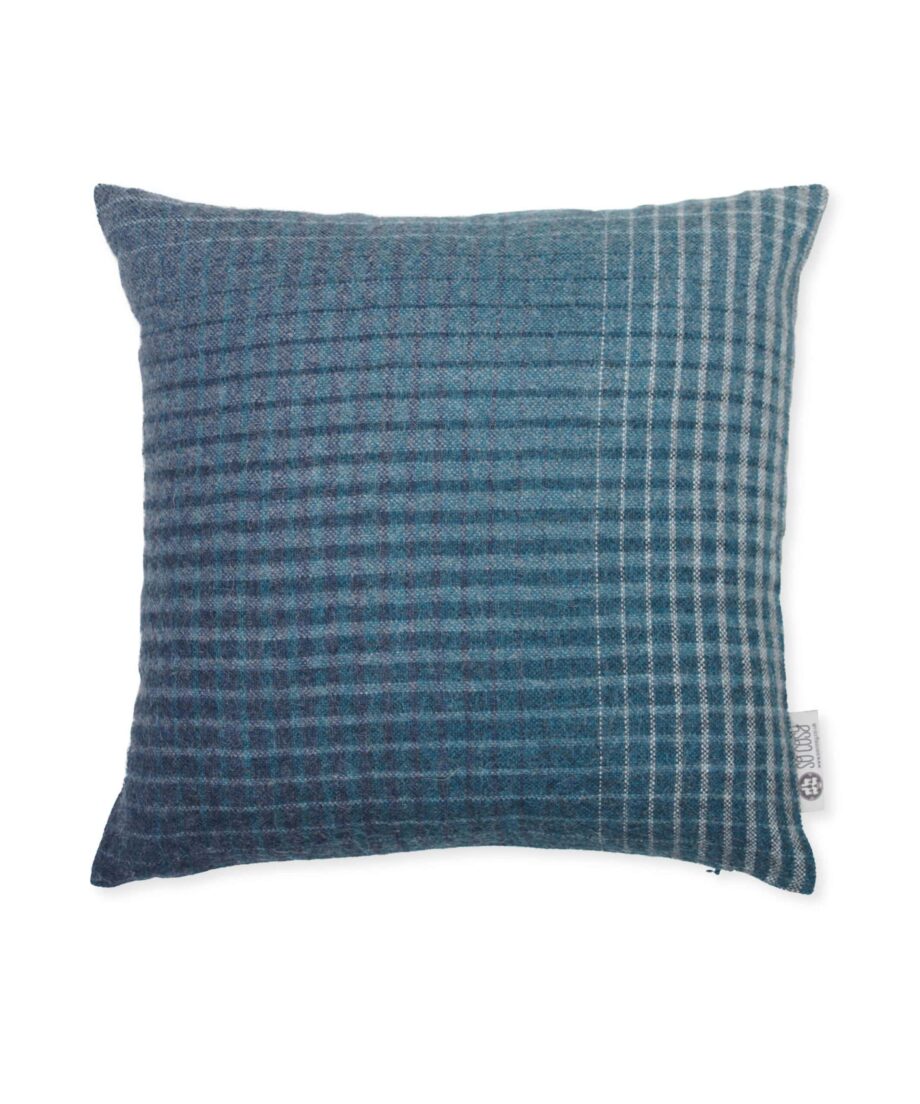 blue teal baby alpaca wool cushion