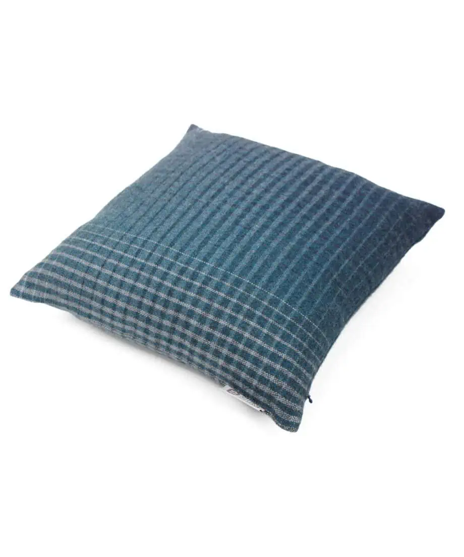 blue teal colour pure baby alpaca wool cushion