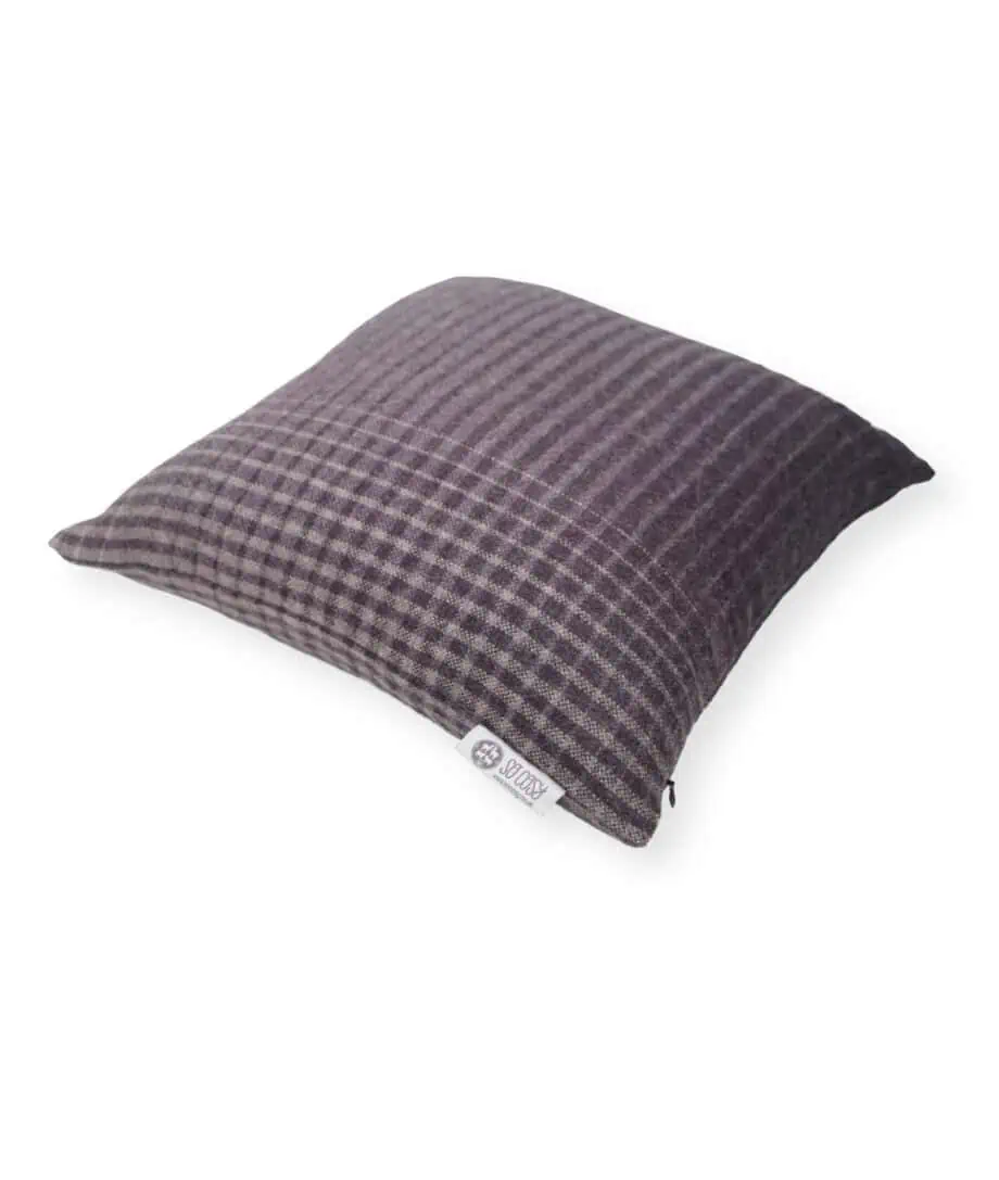 purple check pure baby alpaca wool cosy cushion 40 x 40 cm