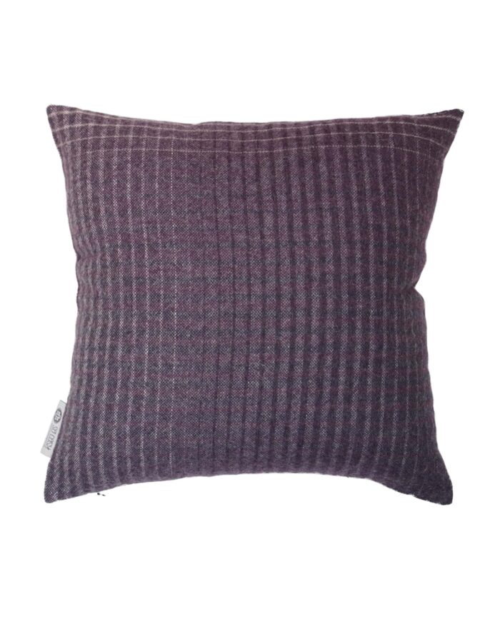 dark purple check baby alpaca wool cushion
