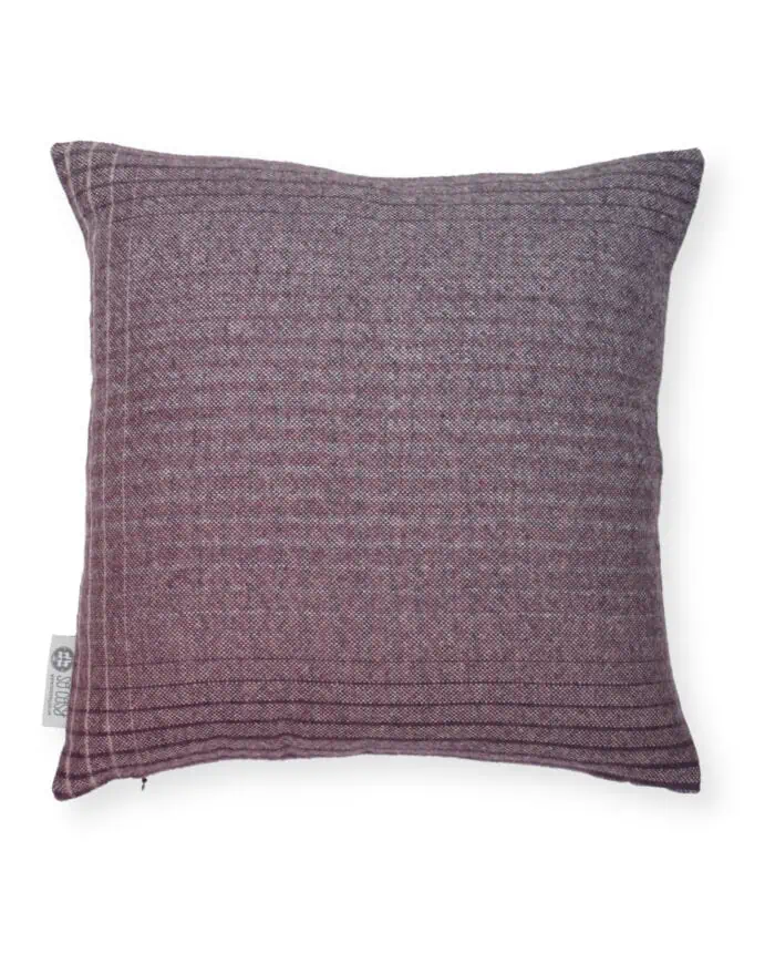 Purple Check Baby Alpaca Wool Cushion - Size 40 x 40cm