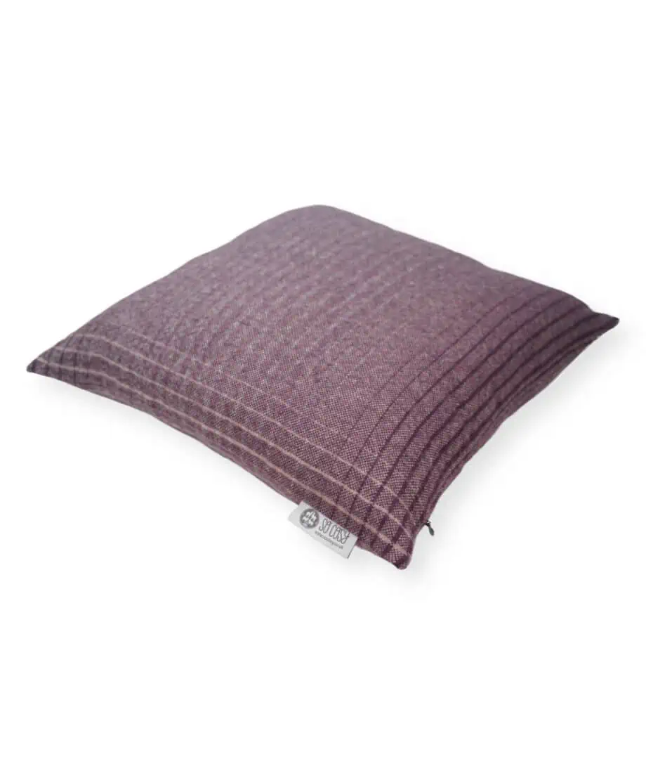 Pure Baby Alpaca Wool Cushion | 40x40cm - Cosy & Stylish Purple Check Pattern
