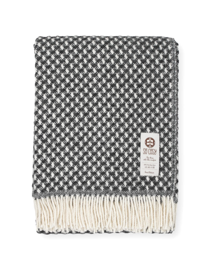 Dakar Cosy Wool Charcoal Spotted Throw Blanket