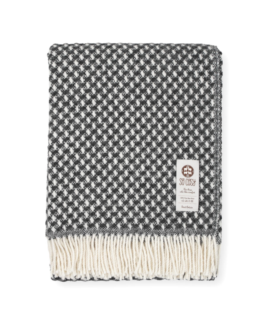 Dakar Cosy Wool Charcoal Spotted Throw Blanket