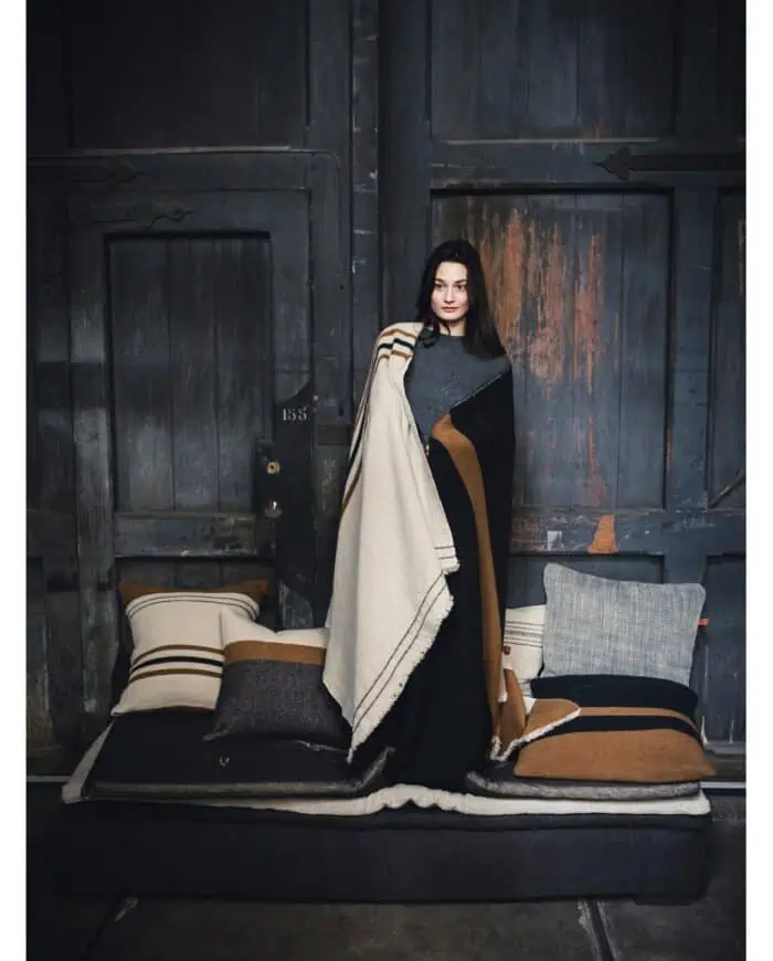 foundry linen and wool blend cosy throw blanket