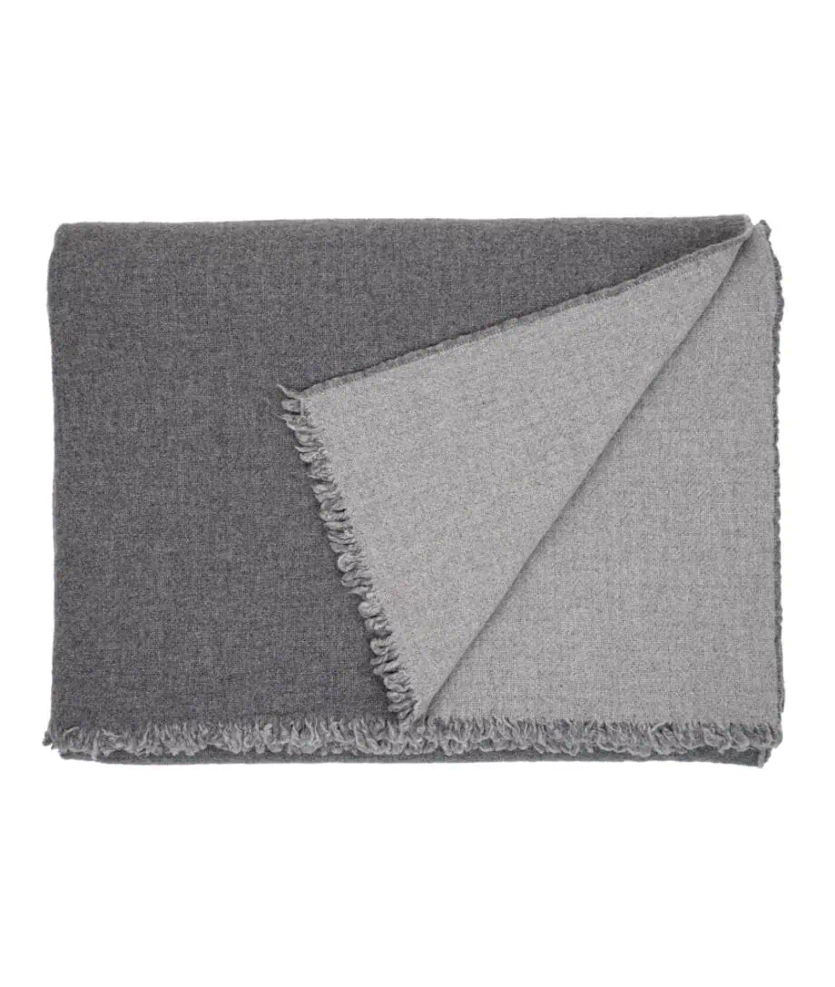 all seasonf super king size soft cosy merino wool bedspread in grey colour