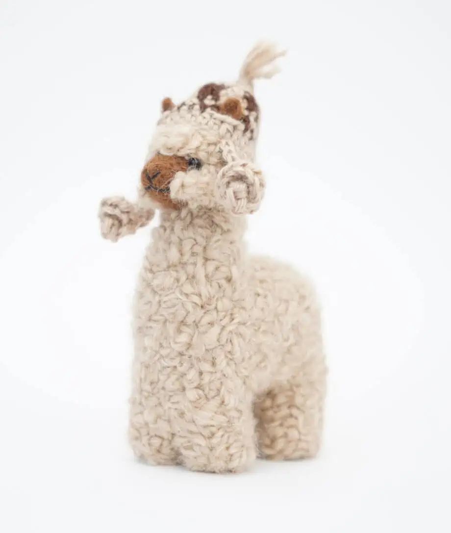 adorable baby alpaca soft toy with handcroshet hat